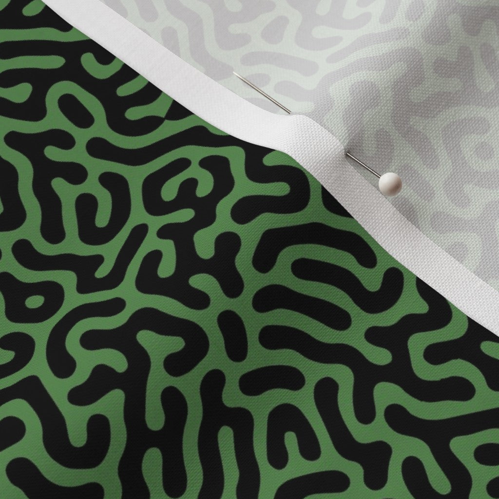 Turing Pattern I: Black + Kelly Green Printed Fabric by Studio Ten Design
