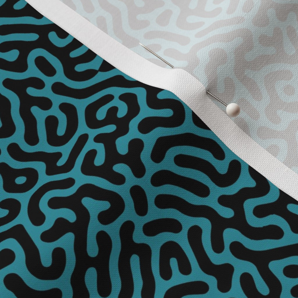 Turing Pattern I: Black + Lagoon Printed Fabric by Studio Ten Design