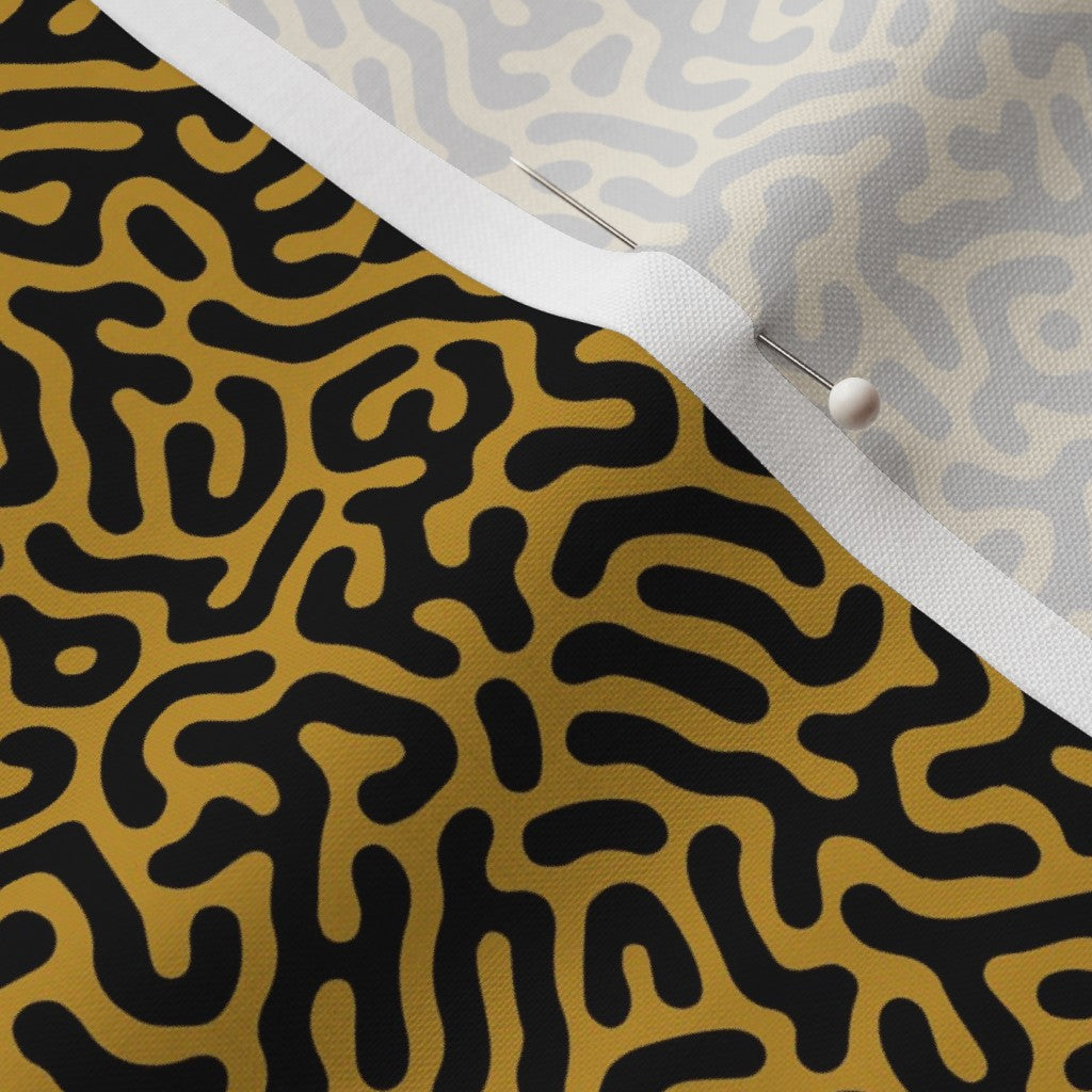 Turing Pattern I: Black + Mustard Printed Fabric by Studio Ten Design