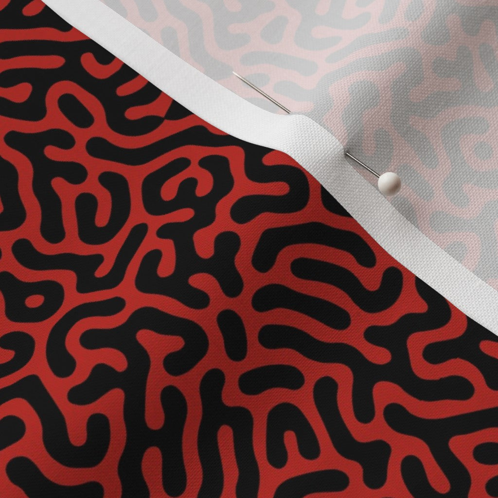 Turing Pattern I: Black + Poppy Red Printed Fabric by Studio Ten Design
