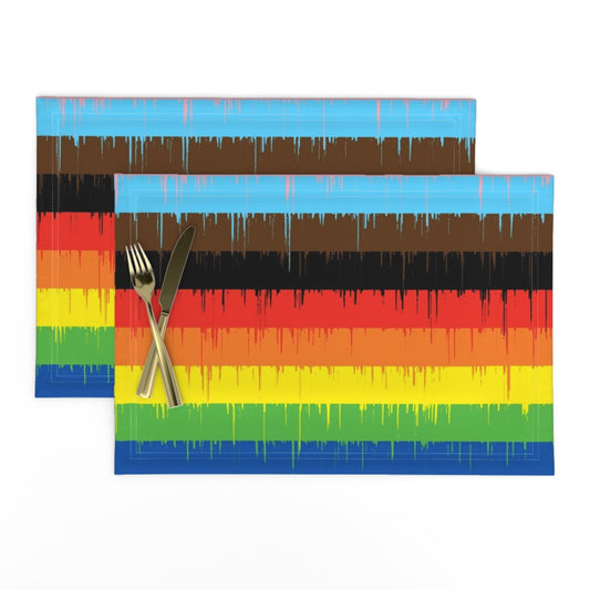 Manteles individuales de tela Drippy Rainbow