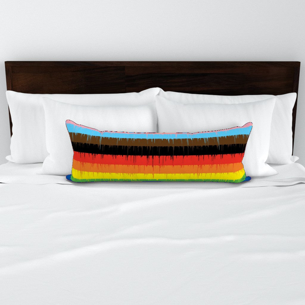 Drippy Rainbow Extra-Long Lumbar Pillow Cover