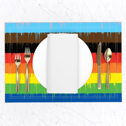 Drippy Rainbow Cloth Placemats