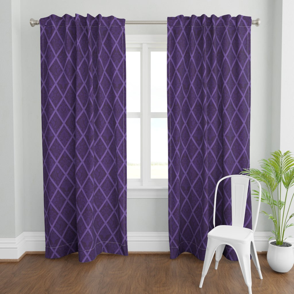 Panel de cortina de damasco con cinta de ciruela