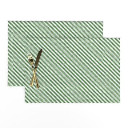 Green & White Candy Cane Stripe Cloth Placemats