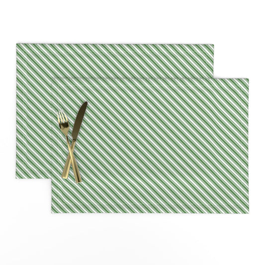 Manteles individuales de tela con rayas de bastón de caramelo verde y blanco