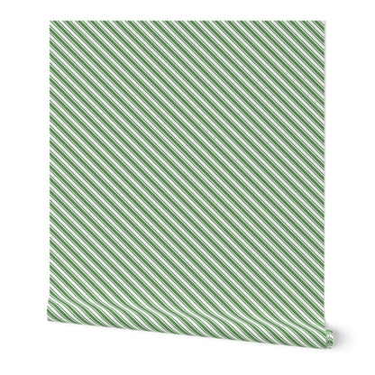Green & White Candy Cane Stripe Wallpaper