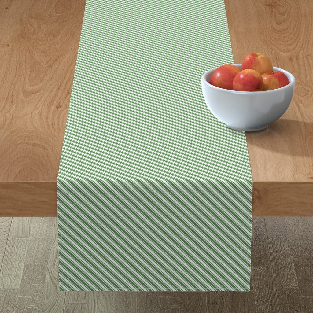 Green & White Candy Cane Stripe Table Runners