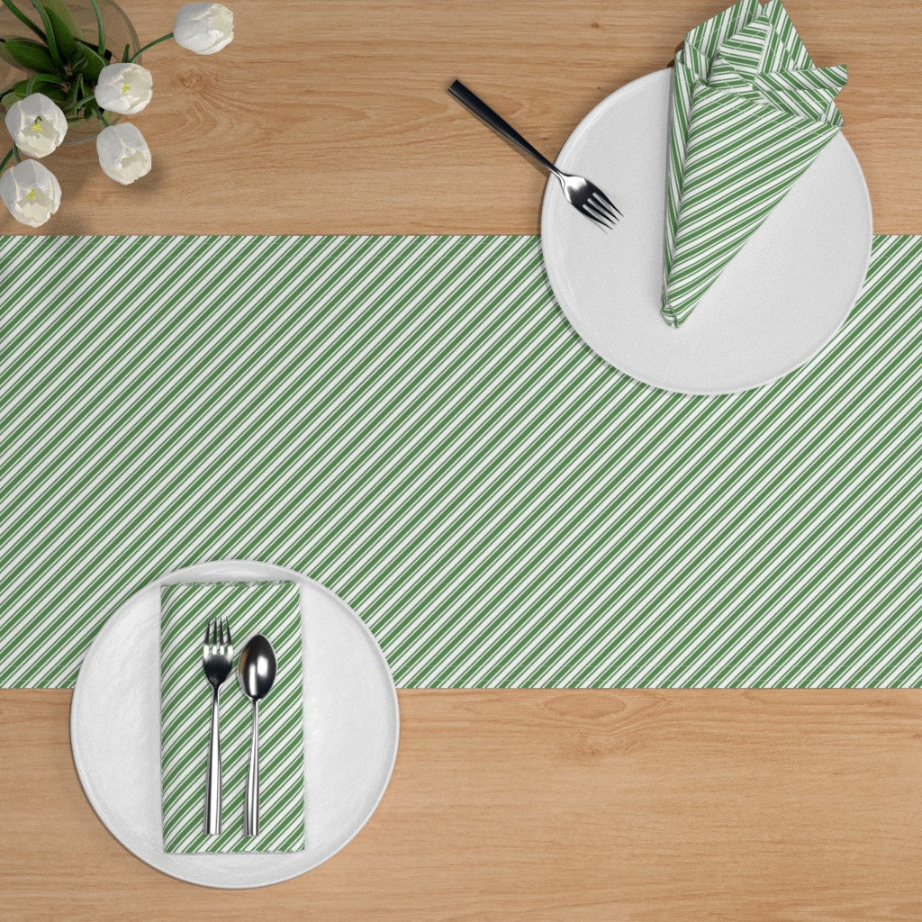 Caminos de mesa con rayas de bastón de caramelo verde y blanco