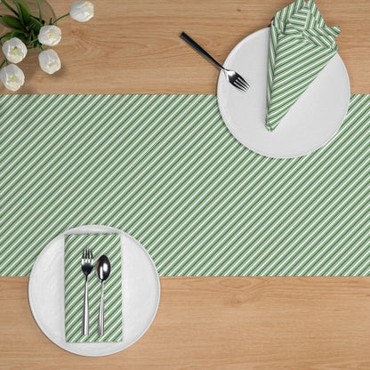Caminos de mesa con rayas de bastón de caramelo verde y blanco