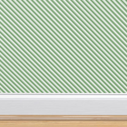 Green & White Candy Cane Stripe Wallpaper