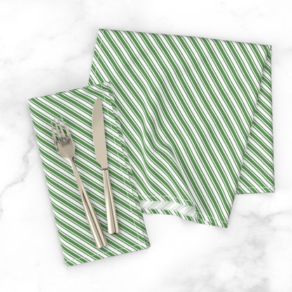 Servilletas de cena de tela con rayas de bastón de caramelo verde y blanco