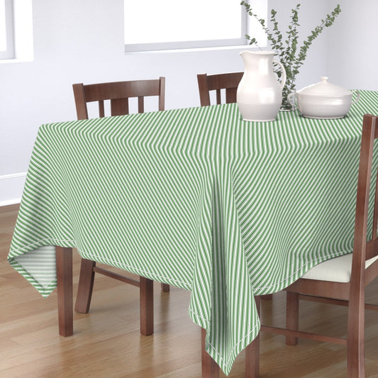 Green & White Candy Cane Stripe Square or Rectangular Tablecloth