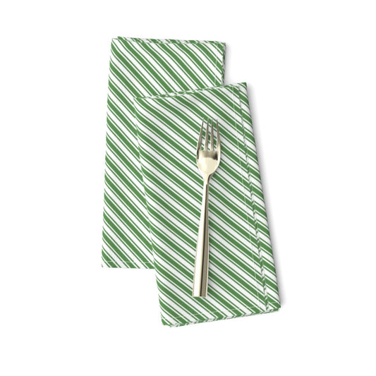 Green & White Candy Cane Stripe Cloth Dinner Napkins