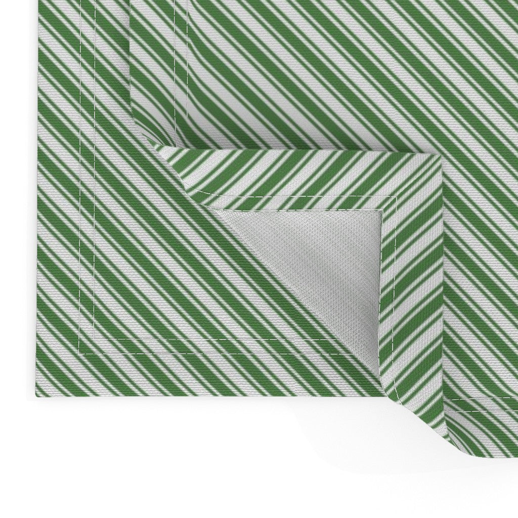 Manteles individuales de tela con rayas de bastón de caramelo verde y blanco