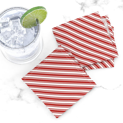 Red & White Candy Cane Stripe Cloth Cocktail Napkins