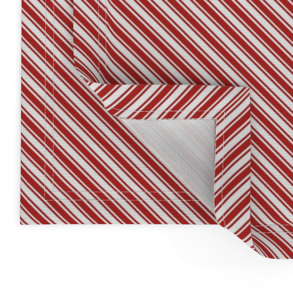 Manteles individuales de tela con rayas de bastón de caramelo rojo y blanco