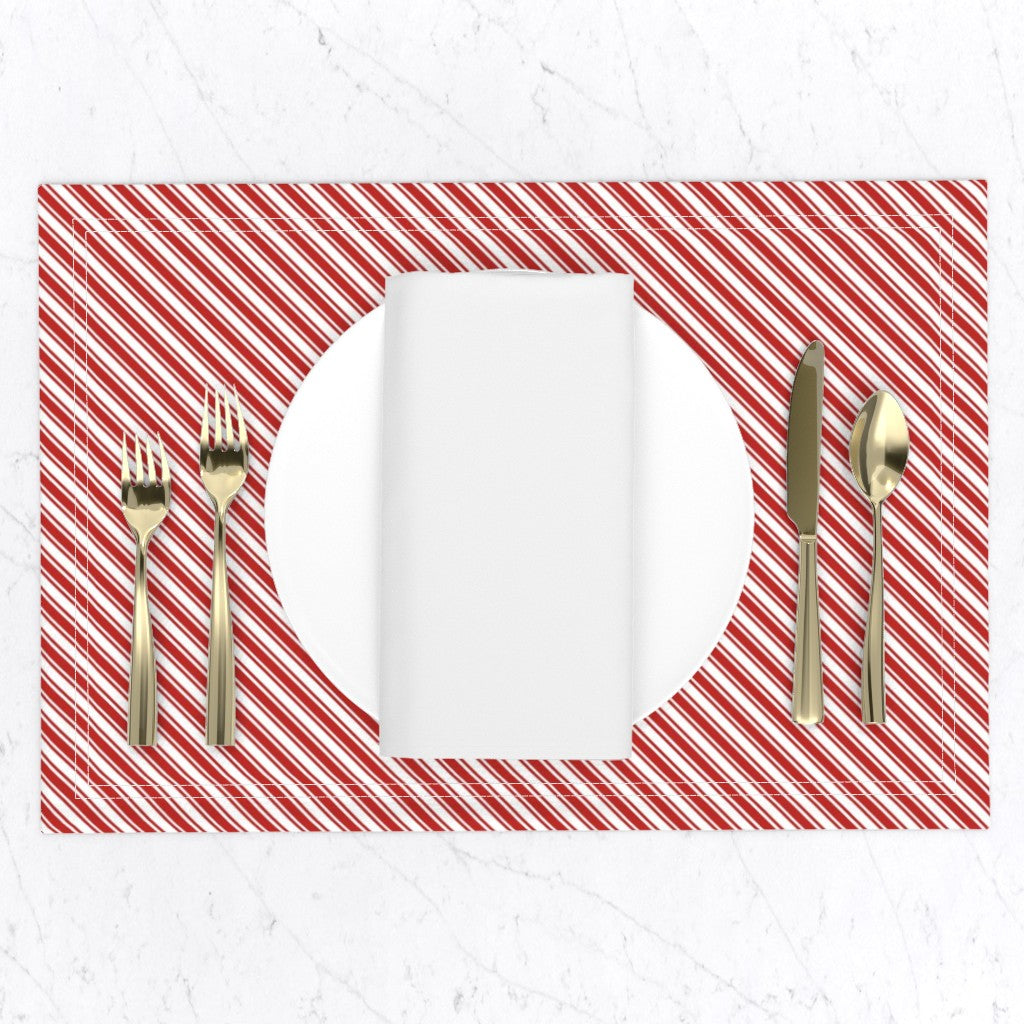 Red & White Candy Cane Stripe Cloth Placemats
