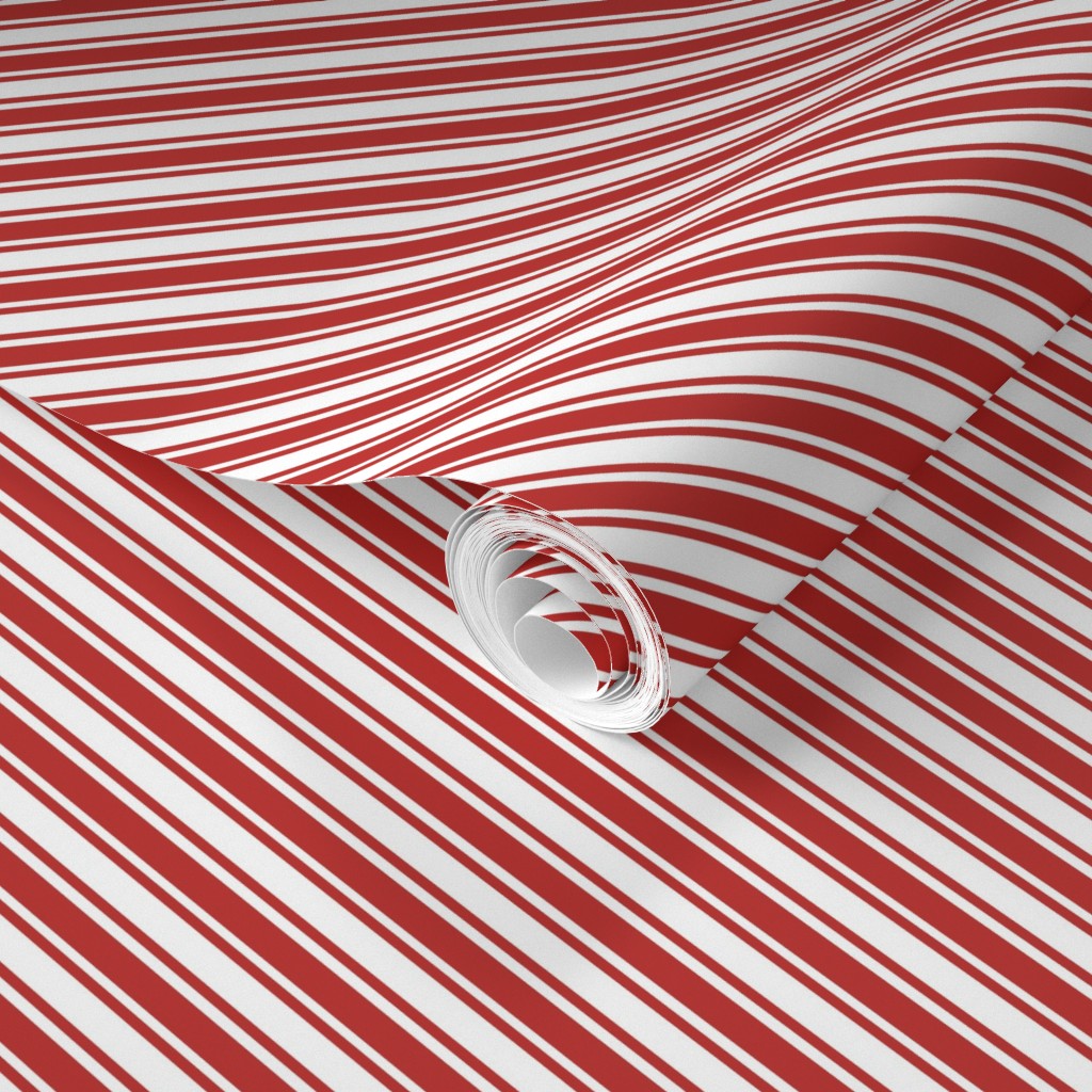 Red & White Candy Cane Stripe Wallpaper