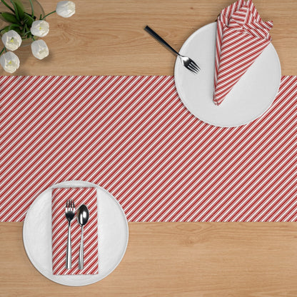 Caminos de mesa con rayas rojas y blancas de bastón de caramelo