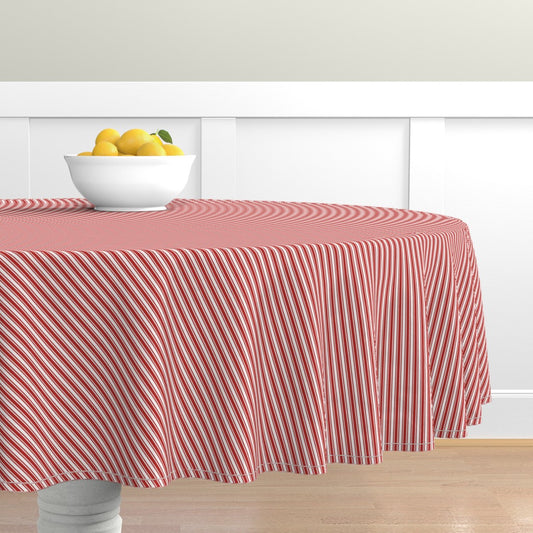 Red & White Candy Cane Stripe Round Tablecloths