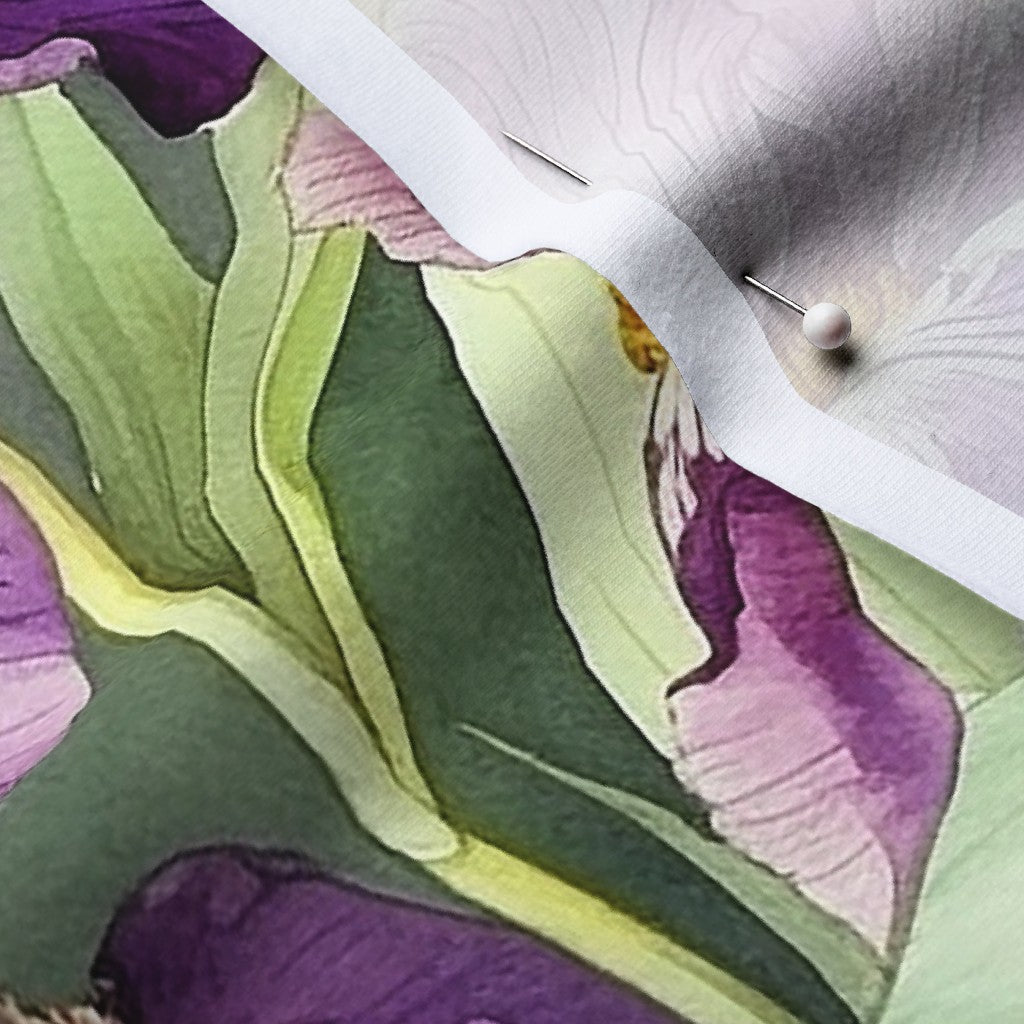 Twilight symphony Watercolor Iris Cotton Spandex Jersey Printed Fabric by Studio Ten Design