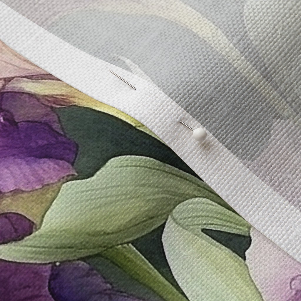 Twilight symphony Watercolor Iris Belgian Linen™ Printed Fabric by Studio Ten Design
