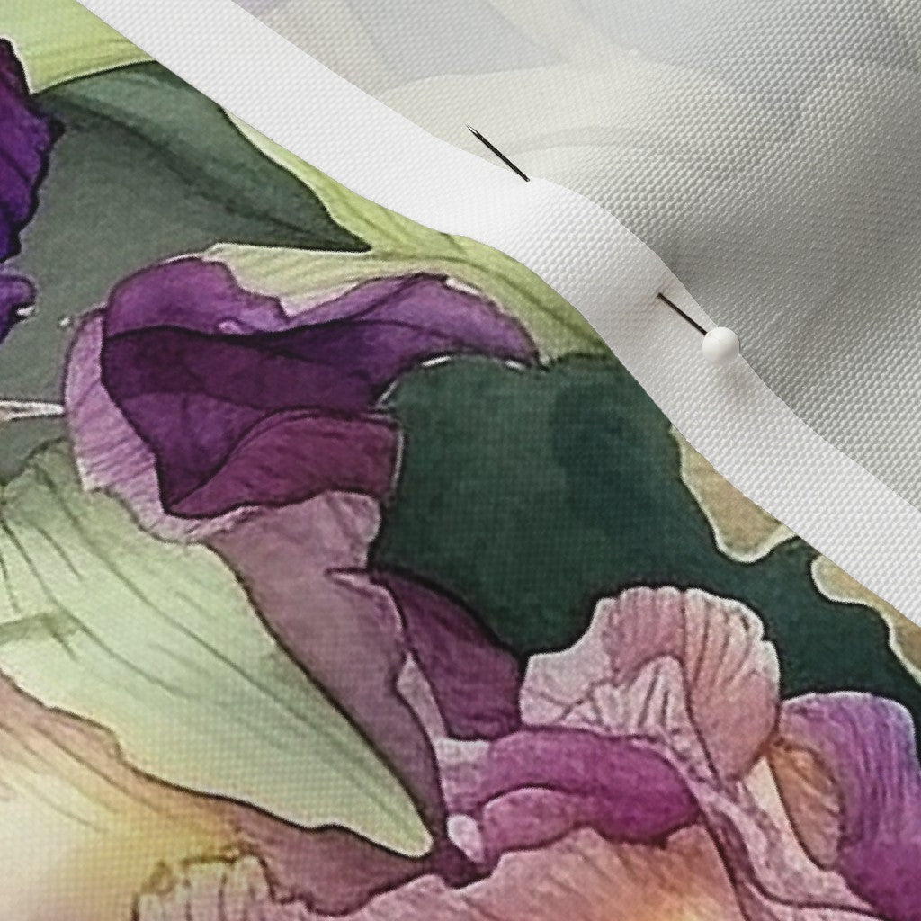 Twilight symphony Watercolor Iris Recycled Canvas Printed Fabric by Studio Ten Design