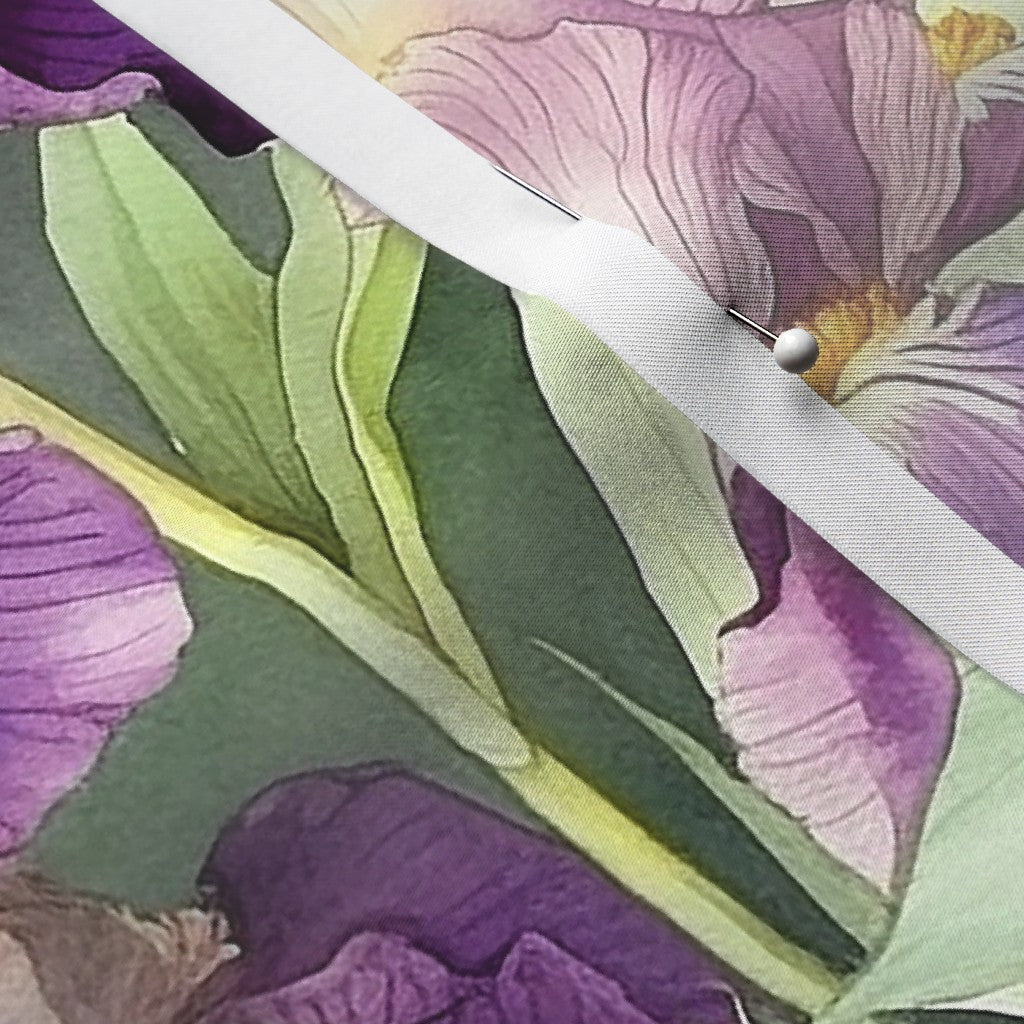 Twilight symphony Watercolor Iris Satin Printed Fabric by Studio Ten Design