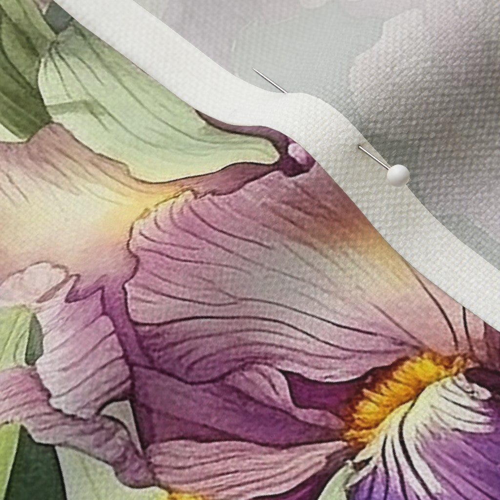 Twilight symphony Watercolor Iris Performance Linen Printed Fabric by Studio Ten Design