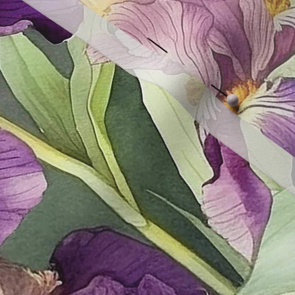Twilight symphony Watercolor Iris Poly Crepe de Chine Printed Fabric by Studio Ten Design