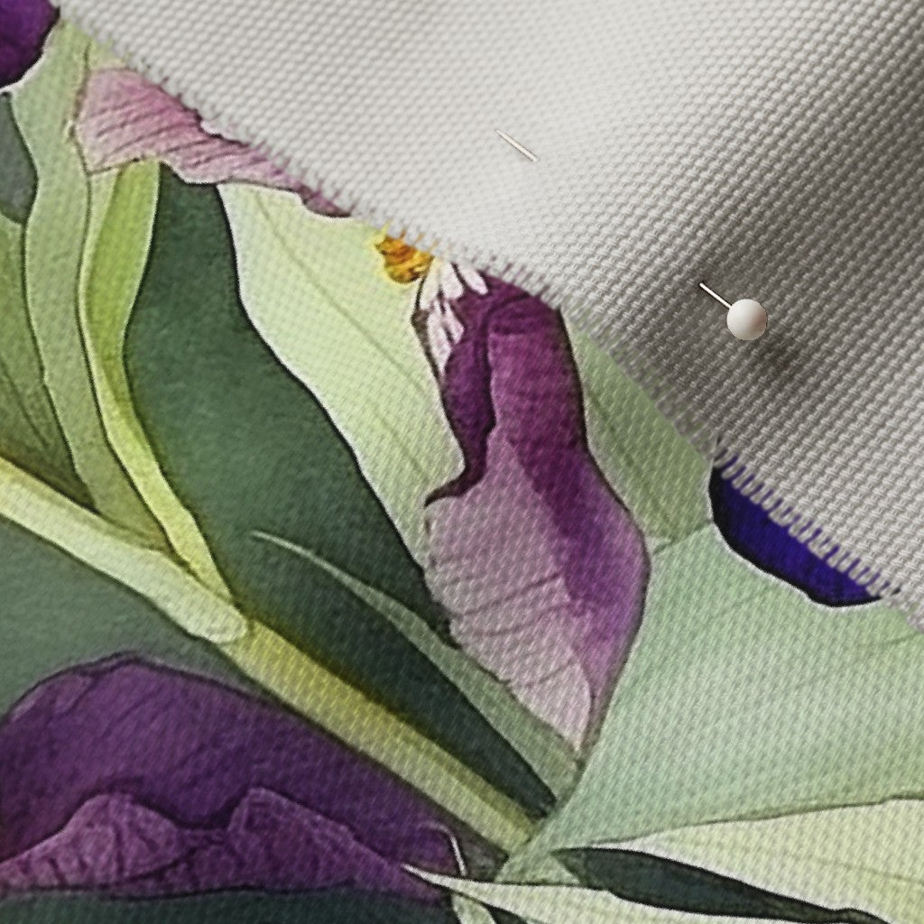 Twilight symphony Watercolor Iris Cypress Cotton Canvas Printed Fabric by Studio Ten Design