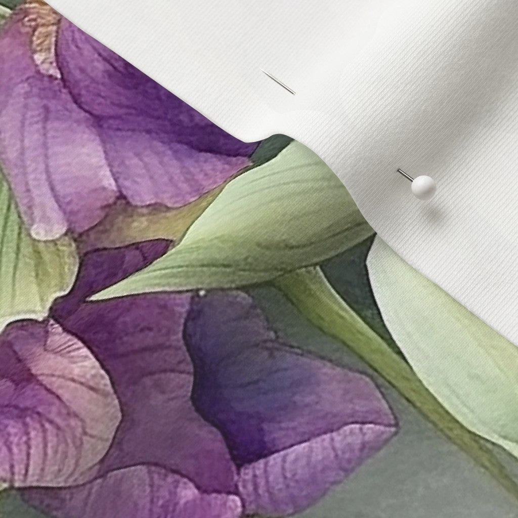 Twilight symphony Watercolor Iris Organic Cotton Knit Printed Fabric by Studio Ten Design