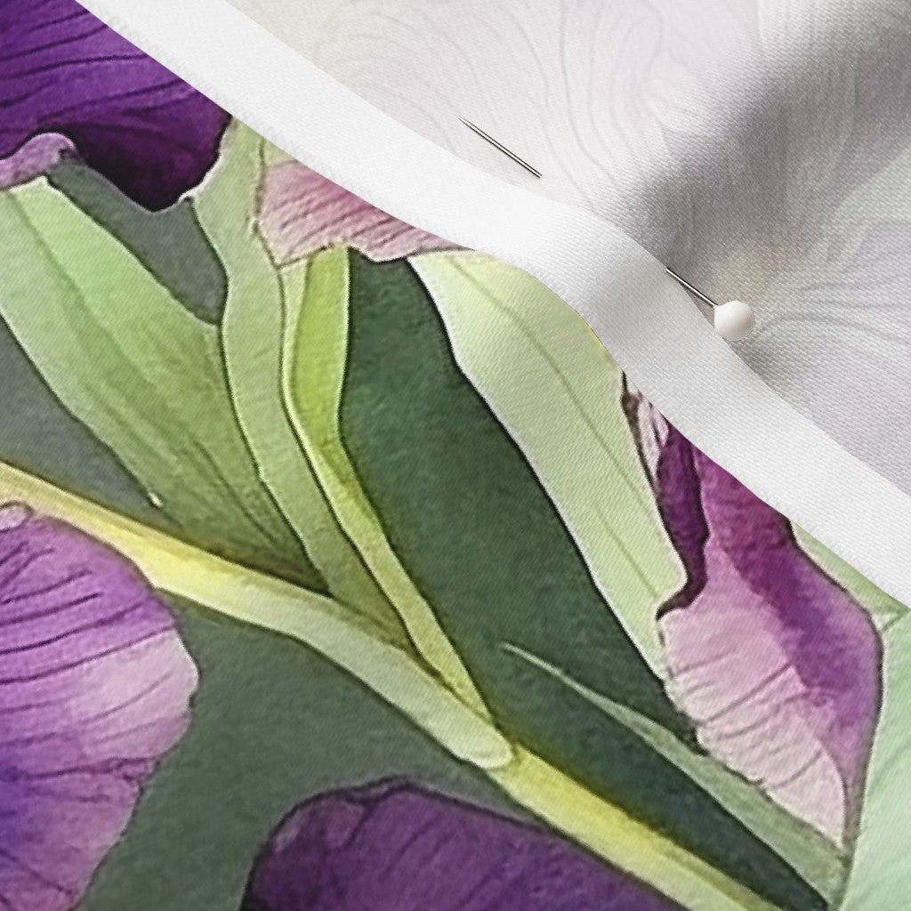 Twilight symphony Watercolor Iris Longleaf Sateen Grand Printed Fabric by Studio Ten Design