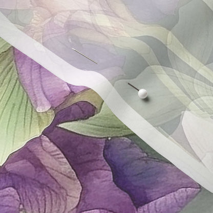 Twilight symphony Watercolor Iris Chiffon Printed Fabric by Studio Ten Design