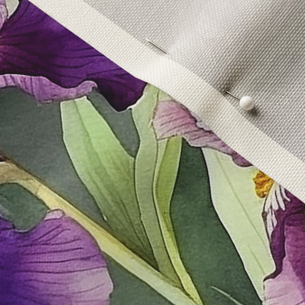 Twilight symphony Watercolor Iris Celosia Velvet Printed Fabric by Studio Ten Design