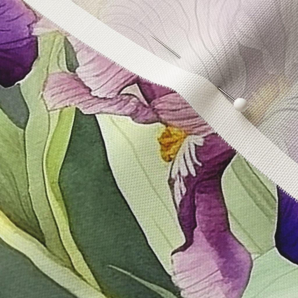 Twilight symphony Watercolor Iris Linen Cotton Canvas Printed Fabric by Studio Ten Design