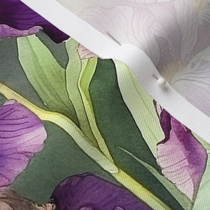 Twilight symphony Watercolor Iris Lightweight Cotton Twill Printed Fabric by Studio Ten Design