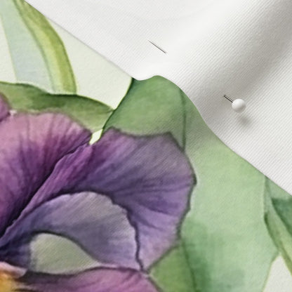 Luminous Petals Watercolor Iris Organic Cotton Knit Printed Fabric by Studio Ten Design