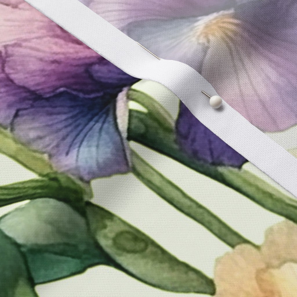 Luminous Petals Watercolor Iris Performance Piqué Printed Fabric by Studio Ten Design