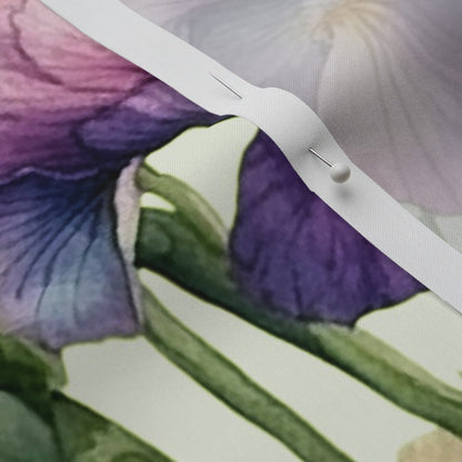 Luminous Petals Watercolor Iris Perennial Sateen Grand Printed Fabric by Studio Ten Design