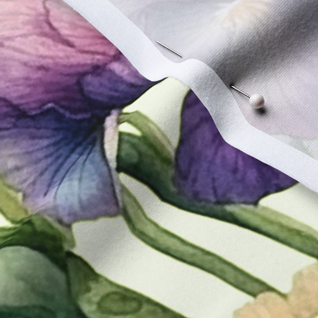 Luminous Petals Watercolor Iris Cotton Spandex Jersey Printed Fabric by Studio Ten Design