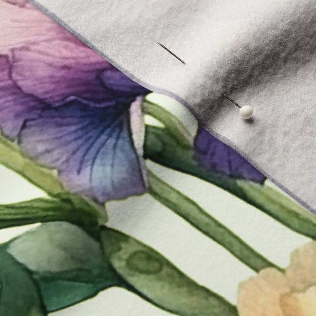 Luminous Petals Watercolor Iris Performance Velvet Printed Fabric by Studio Ten Design