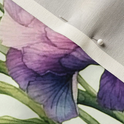 Luminous Petals Watercolor Iris Celosia Velvet Printed Fabric by Studio Ten Design