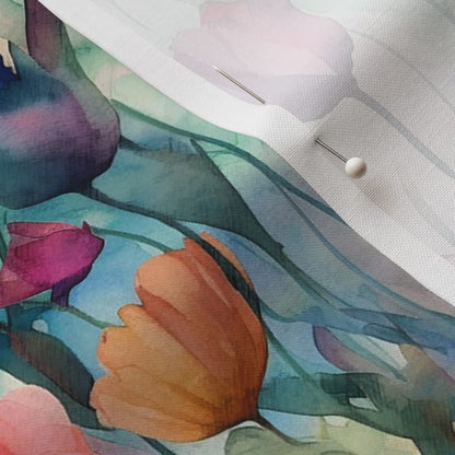 Dawn Serenade Watercolor Tulips Petal Signature Cotton Printed Fabric by Studio Ten Design