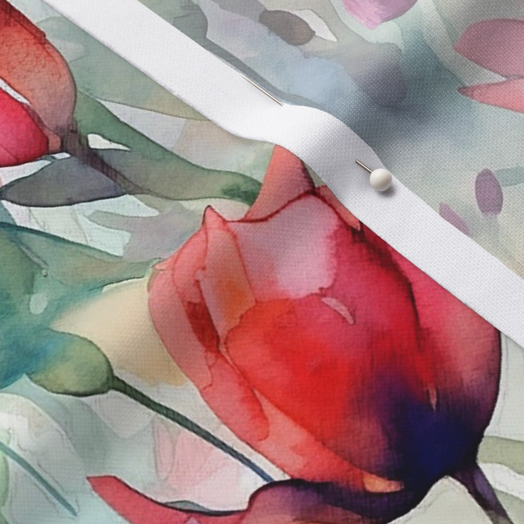 Dawn Serenade Watercolor Tulips Performance Piqué Printed Fabric by Studio Ten Design