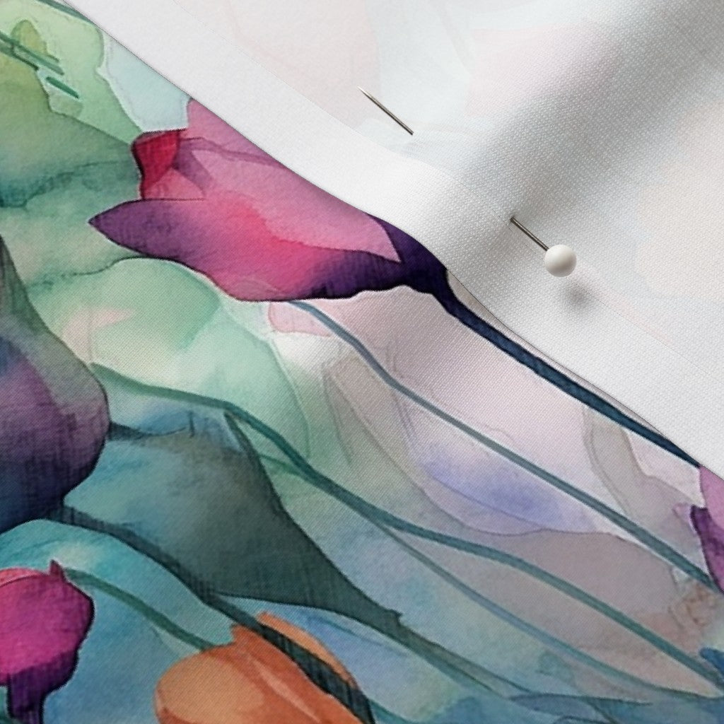 Dawn Serenade Watercolor Tulips Sport Lycra Printed Fabric by Studio Ten Design