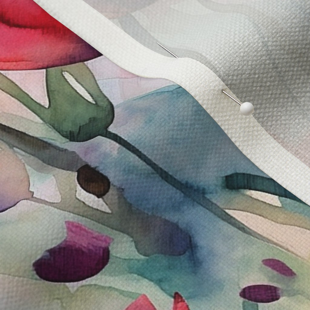 Dawn Serenade Watercolor Tulips Performance Linen Printed Fabric by Studio Ten Design