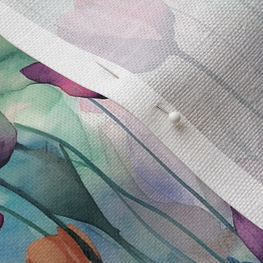 Dawn Serenade Watercolor Tulips Belgian Linen™ Printed Fabric by Studio Ten Design