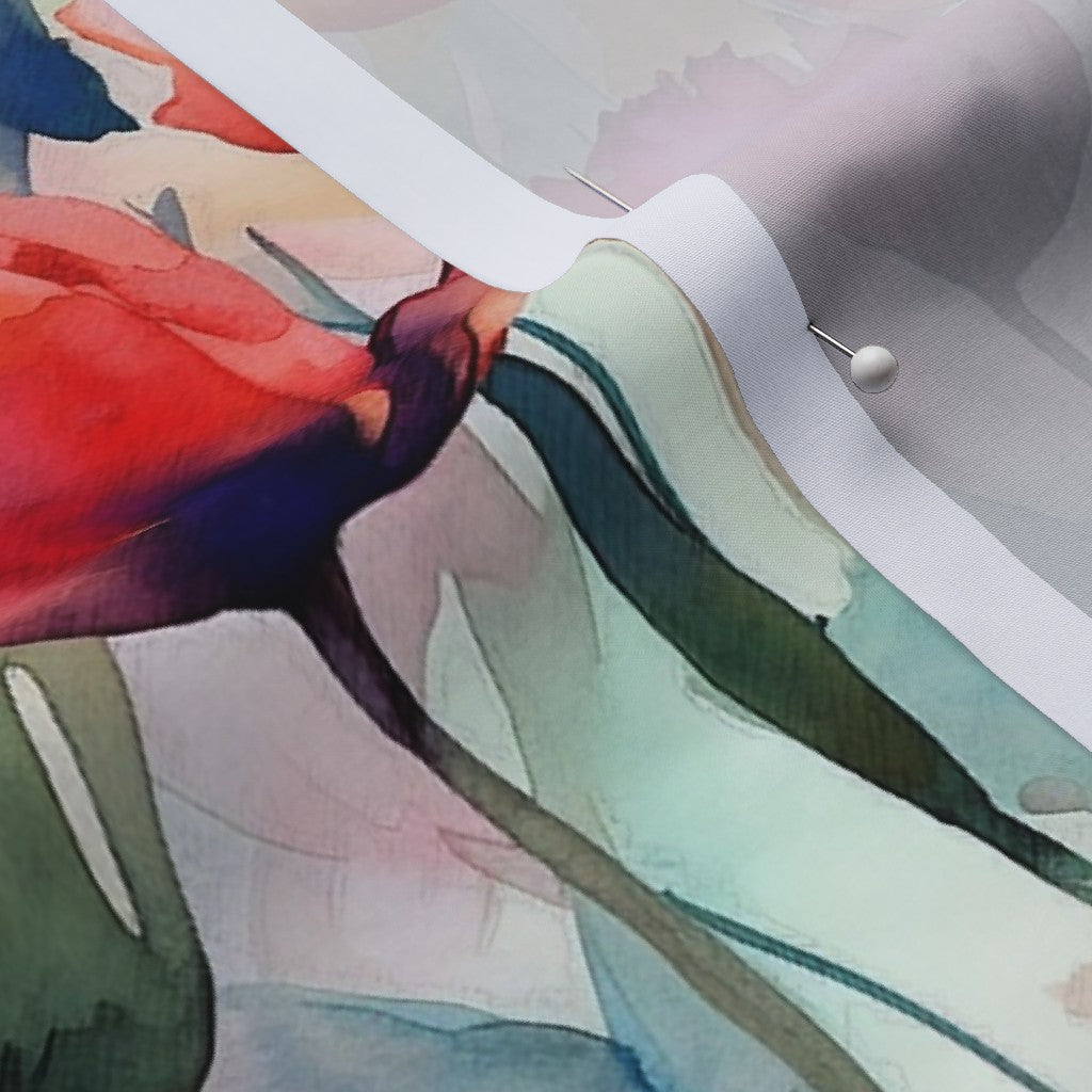 Dawn Serenade Watercolor Tulips Cotton Lawn Printed Fabric by Studio Ten Design